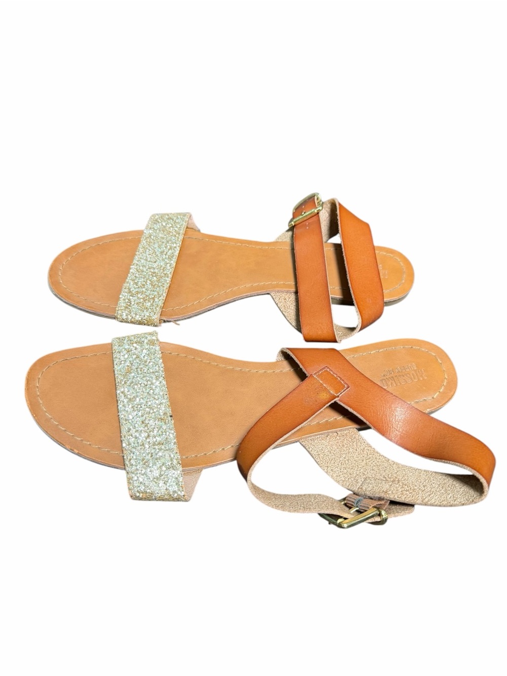 Mossimo Supply Co Gold Glitter Brown Ankle Strap Sandals Size 11 - Picture 6 of 8